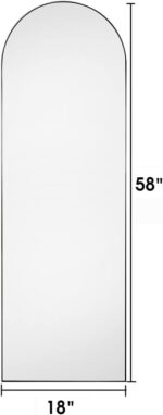 Floor Mirror, Full Length Mirror, Arched Mirror, Standing Mirror, Tall Mirror, Wall Mounted, FreeStanding, Large Mirror, 58"×18", Aluminum Frame -Black - Image 2