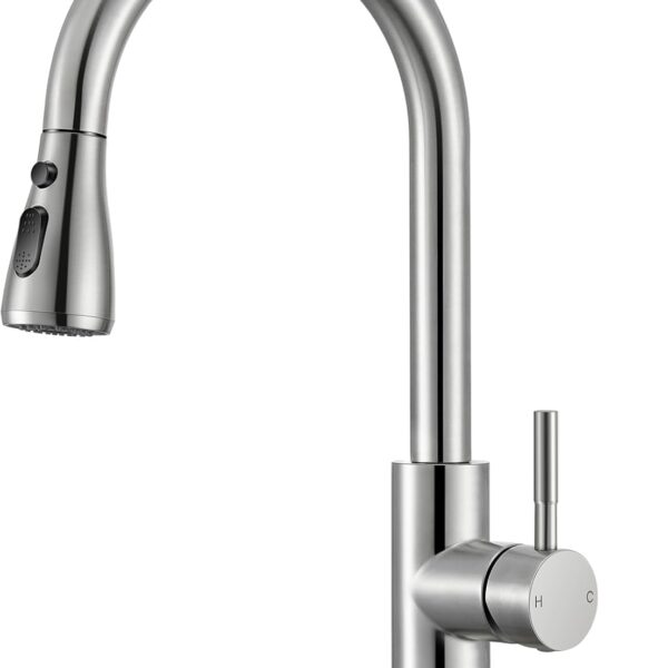 Kitchen Faucets with Pull Down Sprayer, High Arc Single Handle Stainless Steel Commercial Kitchen Faucet 1 or 3 Hole Sink Faucet for Farmhouse Camper Laundry Rv Bar, Brushed Nickel