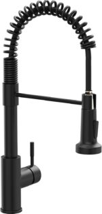 Black Kitchen Faucet with Pull Down Sprayer Single Hole Spring Kitchen Sink Faucet, Suitable for Farmhouses, RV, Utility Laundry Room, Outdoor, and Campers. Llave para fregadero de cocina