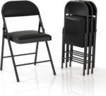 4 Pack Folding Chairs with Padded Cushion & Back, Padded Folding Chairs for Home, Office, Indoor, Outdoor Events (Black, 4 Pack)