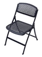 Folding Chair, 18-8 Steel, Black, 4-Pack