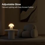 Mushroom Lamp Small Lamp, Table Bedside Nightstand Lamp for Bedroom, Cute Mini Modern Lamp Dimmable, Unique Aesthetic Home Decor for Living Room Girl Gifts, Ceramic Base Glass Lamp(White) - Image 2