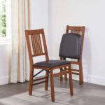 Wooden Folding Chairs with Padded Seats, Set of 2 - No Assembly Foldable Dining Chairs, Steel Folding Mechanism, Upholstered Cushion, Space-Saving, Fruitwood Frame - Image 2