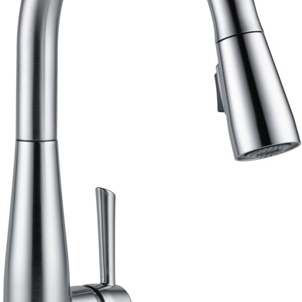 Brushed Nickel Kitchen Faucet with Pull Down Sprayer, Modern Single Hole Kitchen Sink Faucet, Single Handle