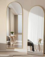 58"x18" Arched Full Length Mirror, Floor Mirror with Stand, Freestanding, Wall Mounted, Arched-Top Full Body Mirror for Bedroom, Dressing Room -Gold - Image 2