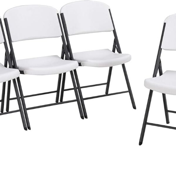 80747 Commercial Grade Folding Chairs, 6 Pack, White Granite