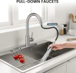 Kitchen Faucets with Pull Down Sprayer, High Arc Stainless Steel Single Handle Kitchen Sink Faucet, 1 or 3 Hole Brushed Nickel Water Faucets for Farmhouse Laundry Camper Rv Bar - Image 2
