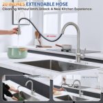 Kitchen Faucets with Pull Down Sprayer, High Arc Single Handle Stainless Steel Commercial Kitchen Faucet 1 or 3 Hole Sink Faucet for Farmhouse Camper Laundry Rv Bar, Brushed Nickel - Image 2