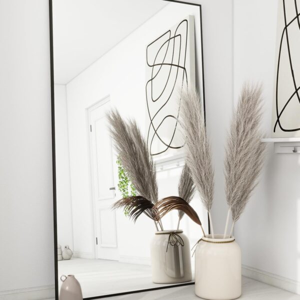 71"x31" Floor Mirror Full Length, Bedroom Floor Body Mirror with Stand, Large Black Mirror, Leaning, Standing or Hanging Horizontally/Vertically