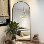 71"x26" Arch Full Length Mirror, Wall Mirror Floor Mirror with Stand Hanging or Leaning, Aluminum Alloy Frame Full Body Mirror for Bedroom, Dressing Room, Black