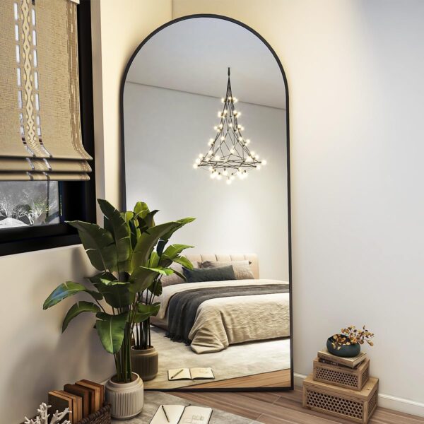 71"x26" Arch Full Length Mirror, Wall Mirror Floor Mirror with Stand Hanging or Leaning, Aluminum Alloy Frame Full Body Mirror for Bedroom, Dressing Room, Black