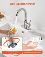 Single Handle Sink Faucet, Kitchen Faucet Brushed Nickel Single Handle, Kitchen Water Faucets with Anti-Splash Aerator, Suitable for Bathroom, RV, Bar Sink, Public Restroom, High Arc Spout - Image 2