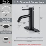 Black Bathroom Faucet,  Single Hole Bathroom Faucet with Pop-up Drain and Flexible Hoses, Single Handle Faucet for Bathroom Sink, Vanity, RV, Modern Farmhouse, Suitable for 1 Hole or 3 Hole - Image 2