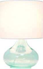 Small Glass Raindrop Bedside Table Lamp with White Fabric Shade, Aqua - Image 2