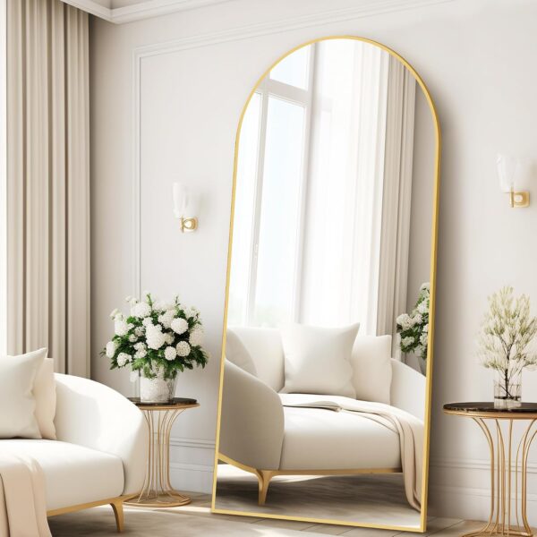 Full Length Mirrors 71"x32" Arched Full Body Mirror Black Arch Mirror Arched Floor Mirror Bathroom Vanity Mirror Frosted Metal Frame Anti-Rust Tempered Glass for Bedroom Entryway Living/Dressing Room