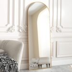 64"x21" Arched Full Length Mirror Free Standing Leaning Mirror Hanging Mounted Mirror Aluminum Frame Modern Simple Home Decor for Living Room Bedroom Cloakroom, Gold - Image 2