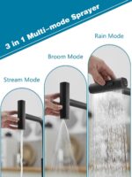 Black Kitchen Faucets with Pull Down Sprayer,Waterfall Kitchen Sink Faucet,Commercial Utility Stainless Steel Kitchen Faucets,Single Handle Kitchen Sink Faucet with Pull Down Sprayer for 3 Function - Image 2