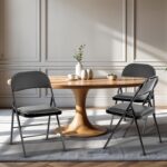 4 Pack Folding Chairs with Leather Padded Cushion Seats & Durable Metal Frame, Comfortable, Foldable, Portable, Commercial Event Seat, Indoor Outdoor for Parties, Home, Office, Black - Image 2