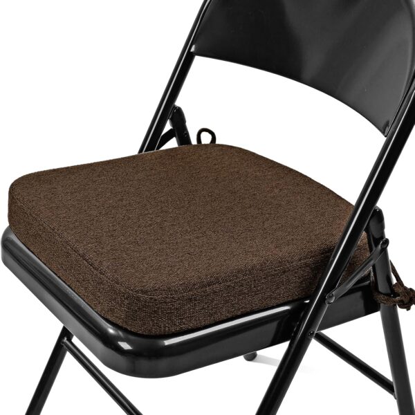Thickened 2" Memory Foam Folding Chair Cushion 1 Pcs, Square Kitchen Chair Pad with Ties, Indoor Non-Slip Dining Chair Seat Cushion (1 Pcs, Dark Brown)
