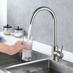 Single Handle High Arc Kitchen Faucet Stainless Steel Brushed Nickel,Commercial Single Hole Kitchen Sink Faucet,Modern One Hole Bar Sink Faucet - Image 2